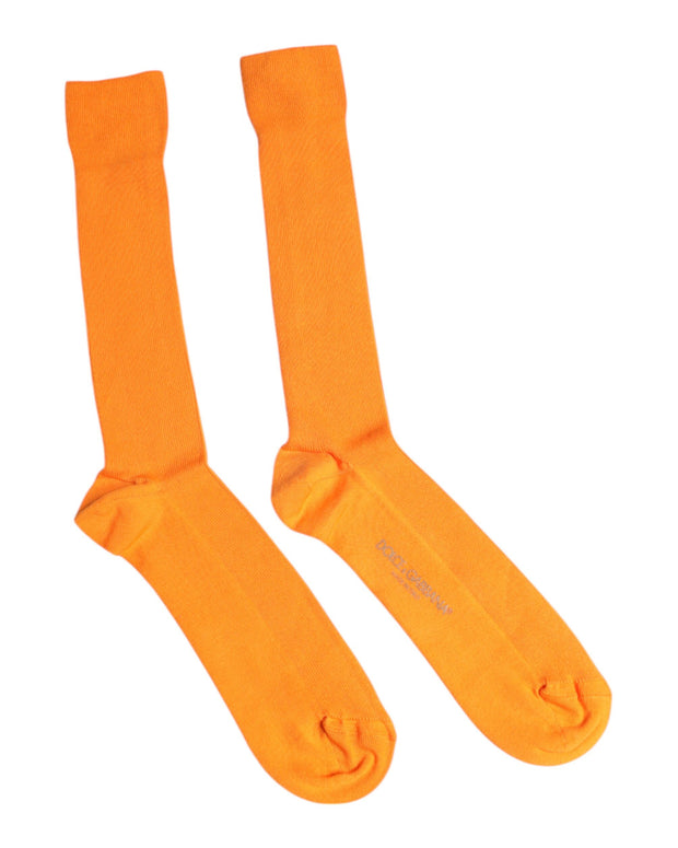 Orange Cotton Logo Over The Calf Socks