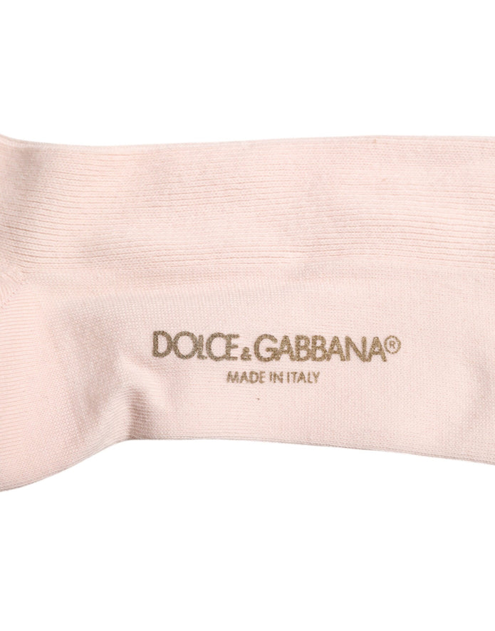 Ivory Cotton Stretch Logo Over Calf Socks
