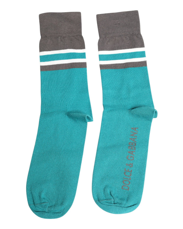 Green Gray Stretch DG Logo Mid Calf Socks