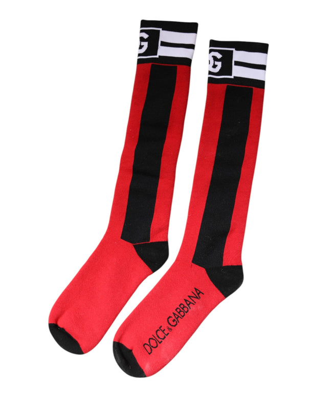 Red Cotton Stretch Printed Socks