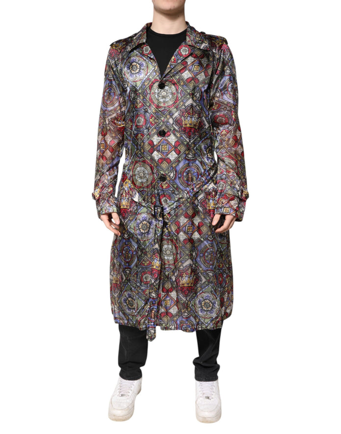 Multicolor Royal Bee Crown Trench Coat Jacket