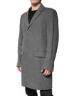 Gray Wool Single Breasted Trench Coat Jacket