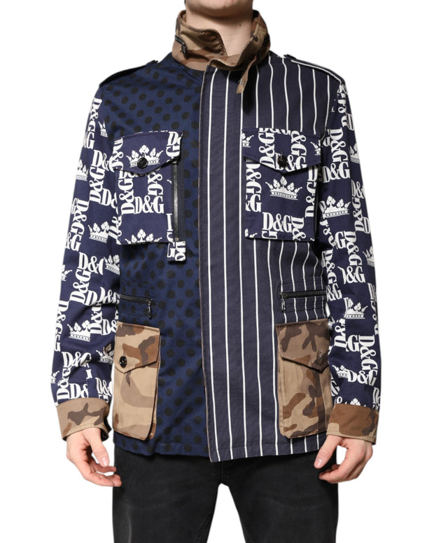 Multicolor Cotton Logo Patchwork Coat Jacket