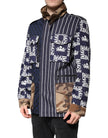 Multicolor Cotton Logo Patchwork Coat Jacket