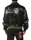 Green DG Logo Print Bomber Full Zip Jacket