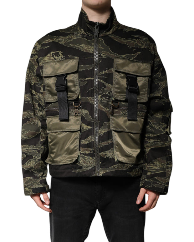 Multicolor Camouflage Cotton Bomber Jacket