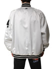 White DG Logo Polyester Jersey Bomber Jacket