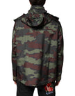 Multicolor Camouflage Button Hooded Jacket
