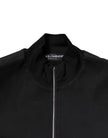 Black Cotton Logo Full Zip Men Bomber Jacket