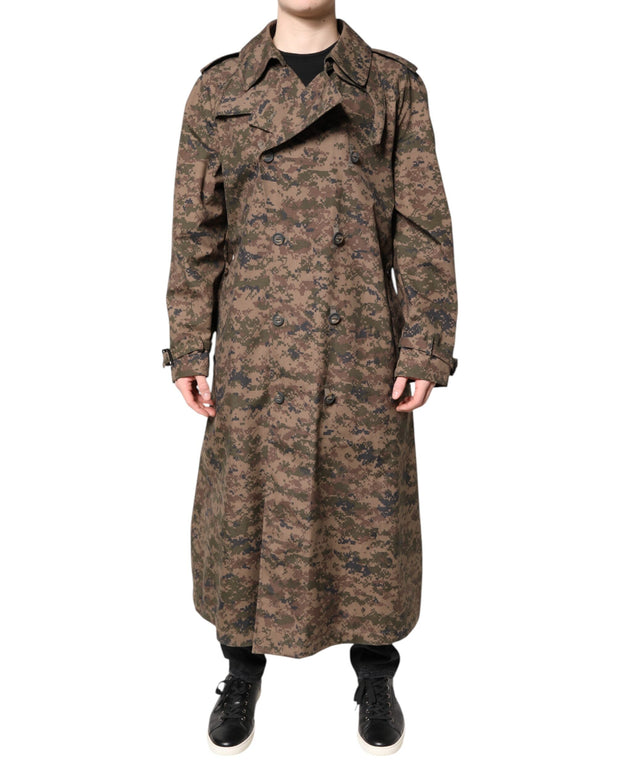 Multicolor Camouflage Double Breasted Coat Jacket