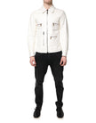 White Collared Full Zip Biker Coat Jacket