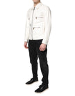 White Collared Full Zip Biker Coat Jacket