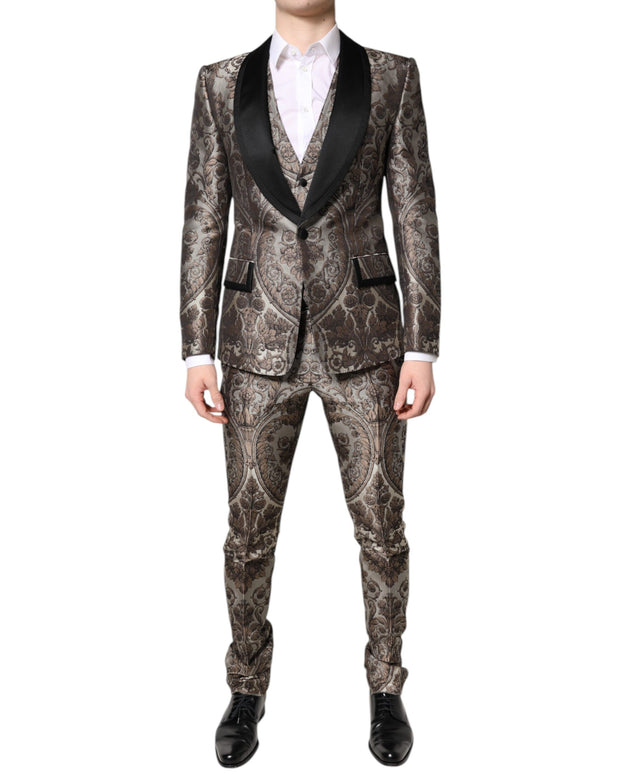 Multicolor Jacquard Single Breasted 3 Piece Suit