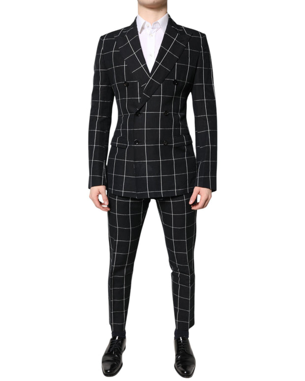 Black TAORMINA Double Breasted 2 Piece Suit