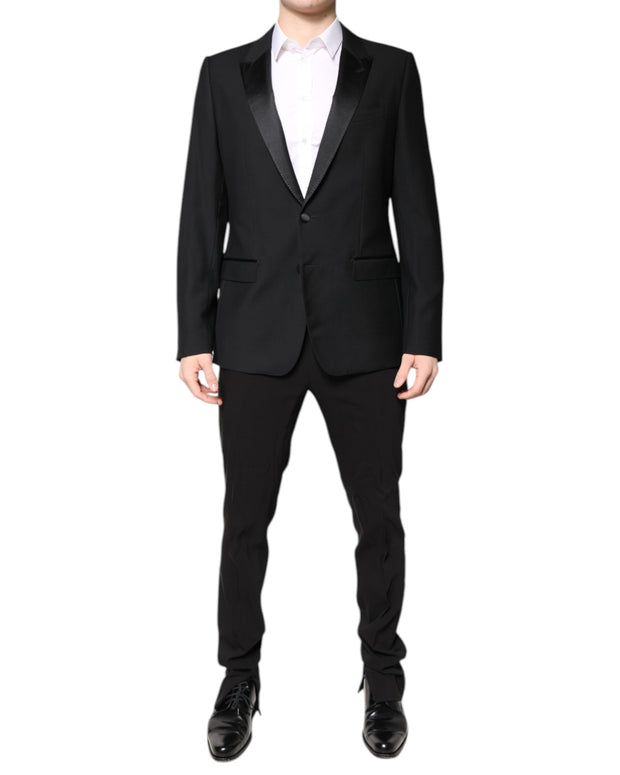 Black Wool Single Breasted 2 Piece Suit