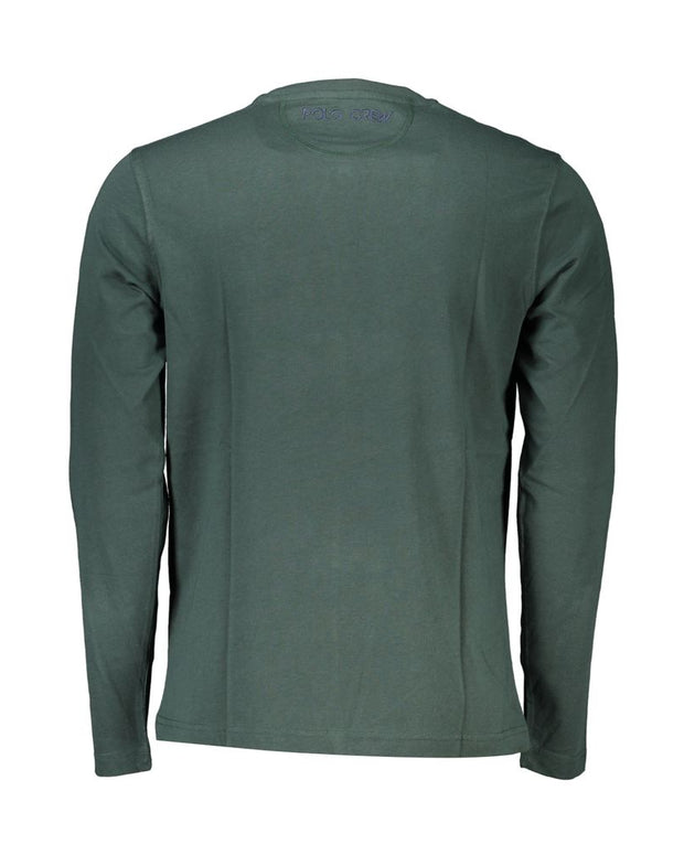Elegant Crew Neck Green Tee with Embroidery