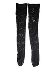 Black Floral Lace Cotton Stretch Stockings Socks