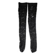 Black Floral Lace Cotton Stretch Stockings Socks