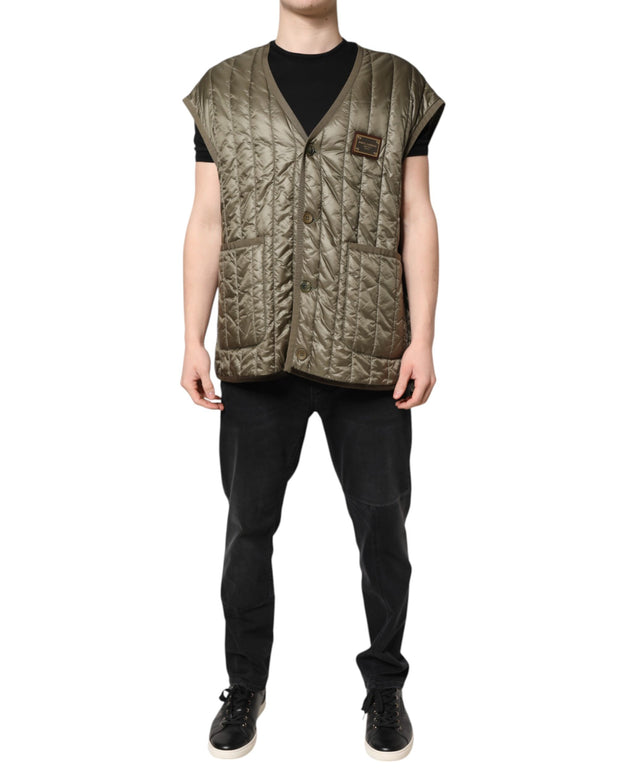 Brown Logo Plaque Quilted Vest Jacket