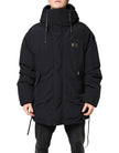 Black Nylon Full Zip Hooded Parka Jacket