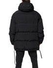 Black Nylon Full Zip Hooded Parka Jacket