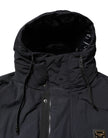 Black Nylon Full Zip Hooded Parka Jacket