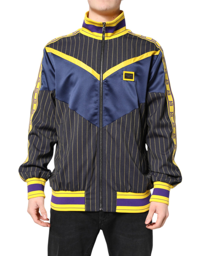 Black Striped Logo Full Zip Bomber Jacket