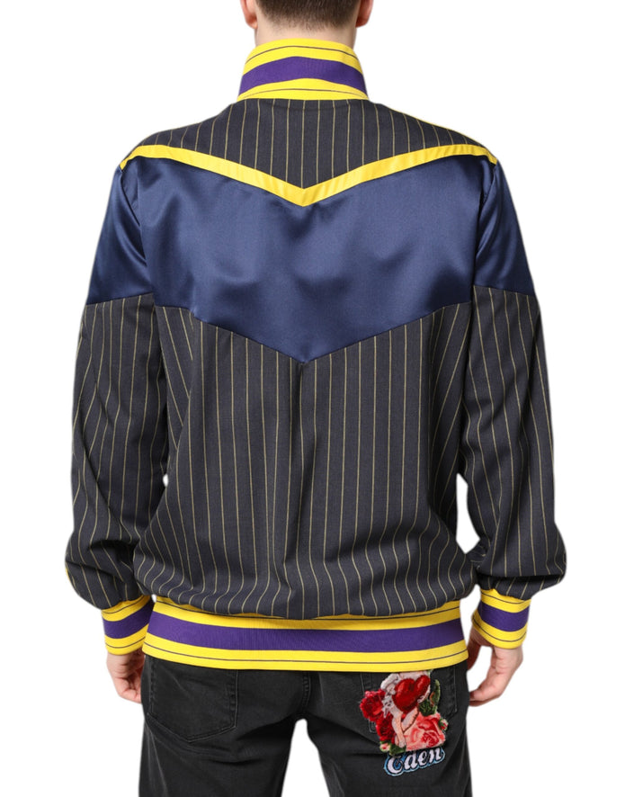 Black Striped Logo Full Zip Bomber Jacket