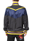Black Striped Logo Full Zip Bomber Jacket