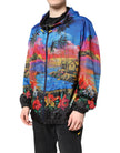 Multicolor Print Hooded Windbreaker Jacket