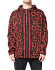 Black Cherry Print Hooded Windbreaker Jacket
