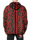 Black Cherry Print Hooded Windbreaker Jacket
