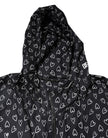 Black Heart Print Hooded Windbreaker Jacket