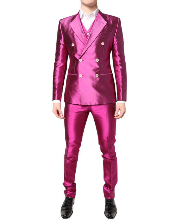 Pink SICILIA Double Breasted 3 Piece Suit
