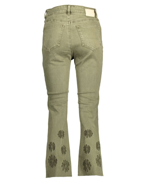 Green Cotton Women Jeans