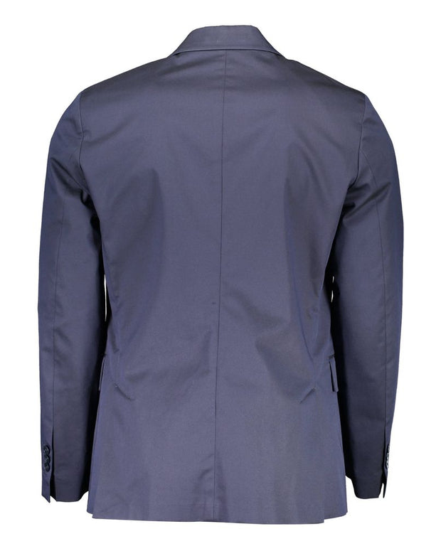 Blue Cotton Men Jacket