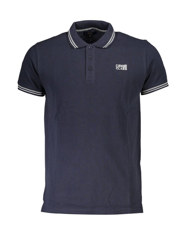 Blue Cotton Men Polo Shirt