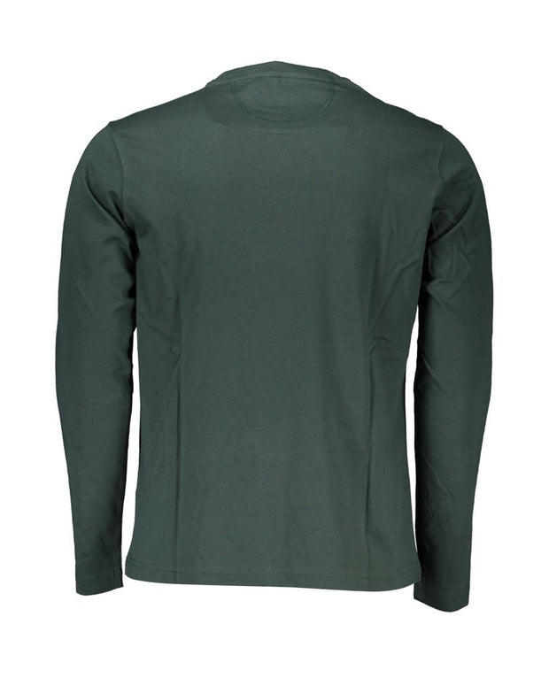 Elegant Green Embroidered Crew Neck Cotton Tee