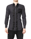 Black Polka Dot Long Sleeves Gold Formal Shirt
