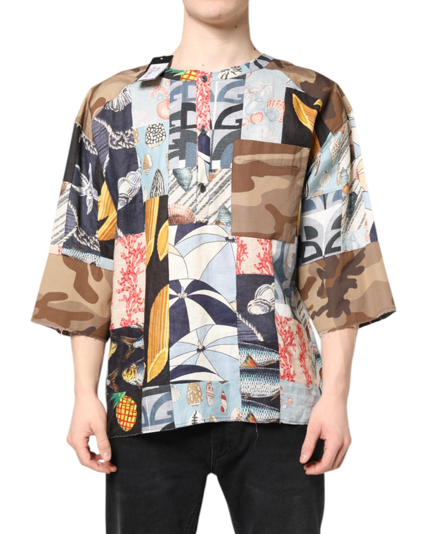 Multicolor Patchwork Short Sleeves Shirt