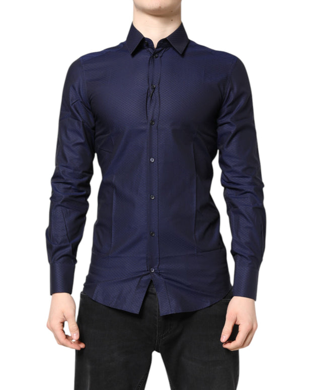 Blue GOLD Cotton Long Sleeves Men Dress Shirt