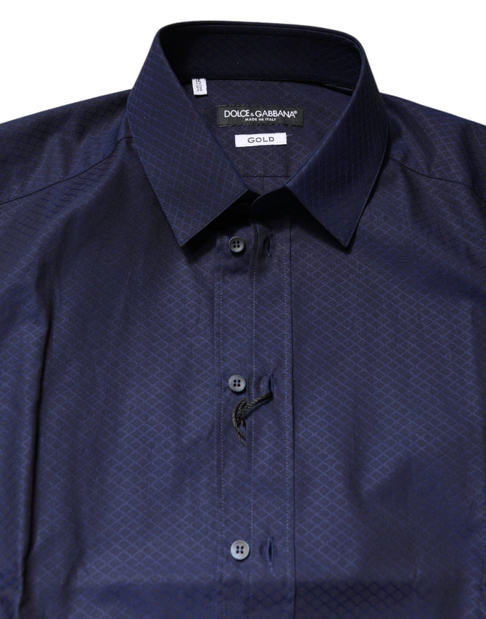Blue GOLD Cotton Long Sleeves Men Dress Shirt