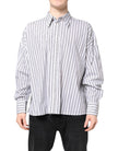White Black Stripe Button Down Casual Shirt