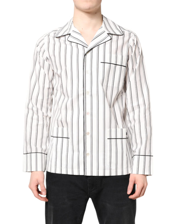 White Stripes Lounge Pajama Sleepwear Shirt