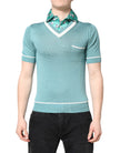 Green Printed Collared Short Sleeve T-shirt