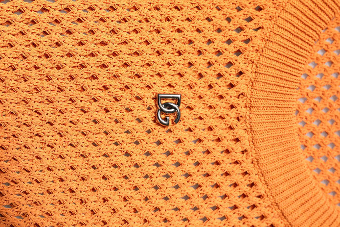 Orange Cashmere Round Neck Sleeveless T-shirt