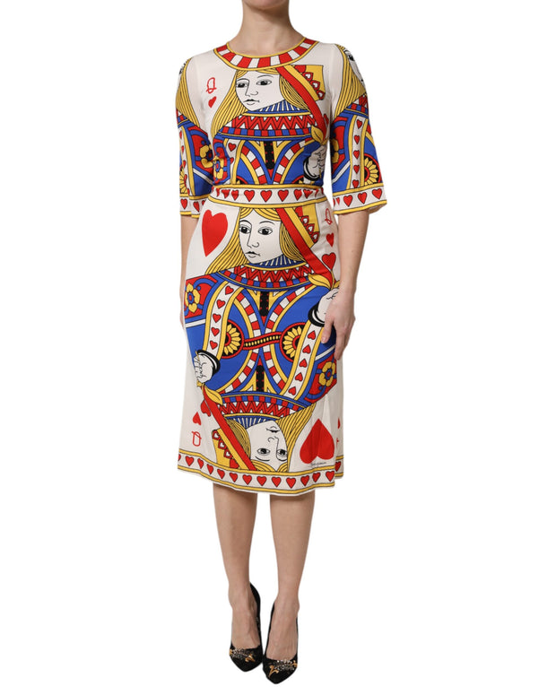 White Queen Of Heart Short Sleeve Midi Dress