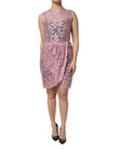 Pink Floral Lace Sleeveless Sheath Dress