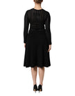 Black Cashmere Long Sleeves A-line Midi Dress