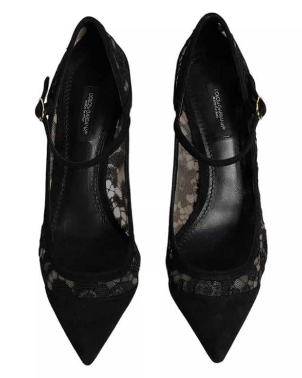 Black Mary Jane Taormina Lace Pumps Shoes